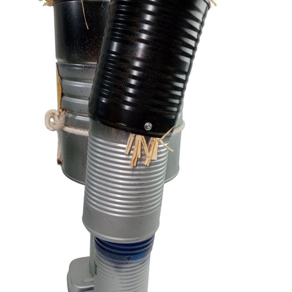 Folk Art Tin Man Scarecrow Sculpture Wizard Of Oz Recycled Robot Vintage 26 Inch - Picture 10 of 16